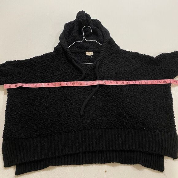 POL Black Popcorn Knit Hoodie Sweater Women’s Small – Cozy Textured Pullover - Picture 6 of 6